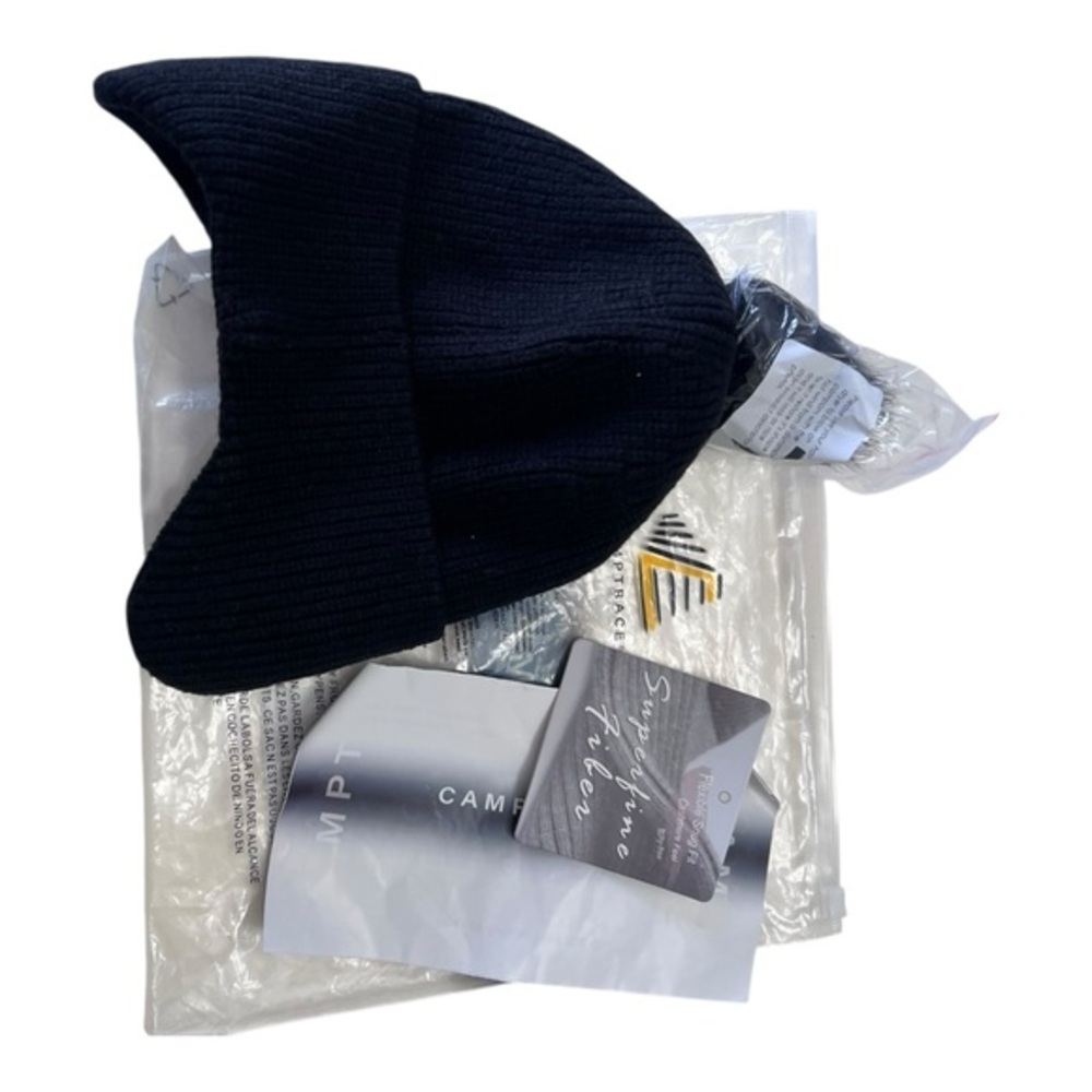 Kids Camptrace Flexible Snug Fit Cashmere Feel Itchy Free Black Ribbed Beanie